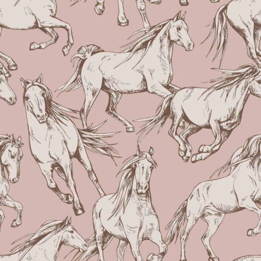 HORSES Pink Wallpaper