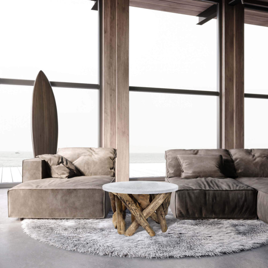 LAKETAHOE Glass Ceramic Coffee Table
