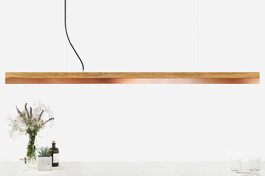 [C3o] Oak Wood & Copper Pendant 182CM