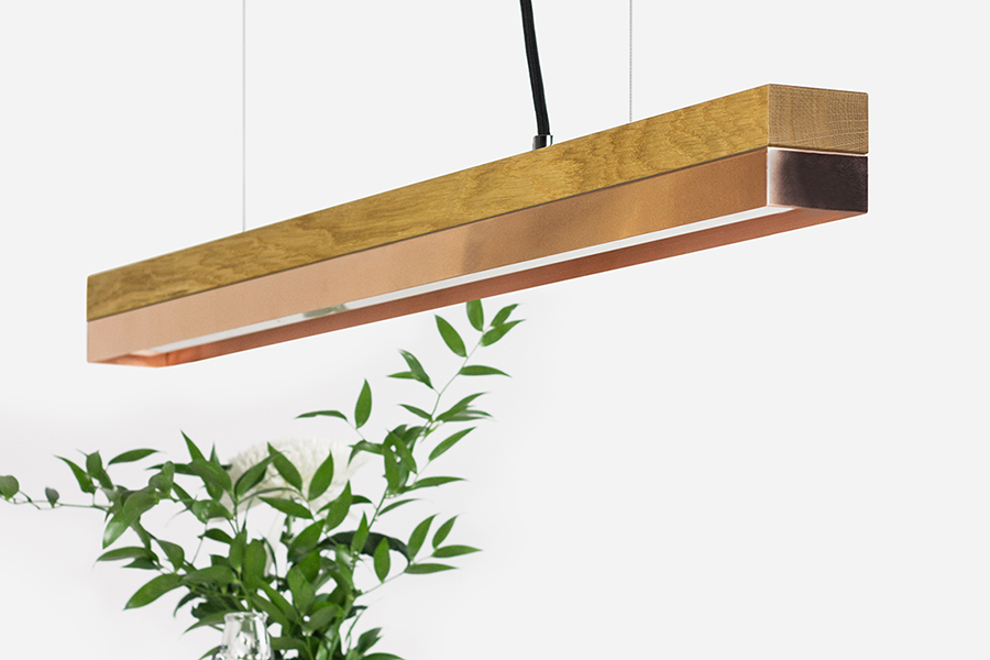 [C2o] Oak Wood & Copper Pendant 92CM