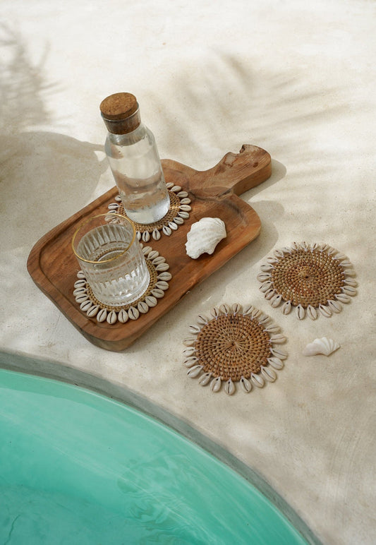 Rattan Shell Coaster Set of 2