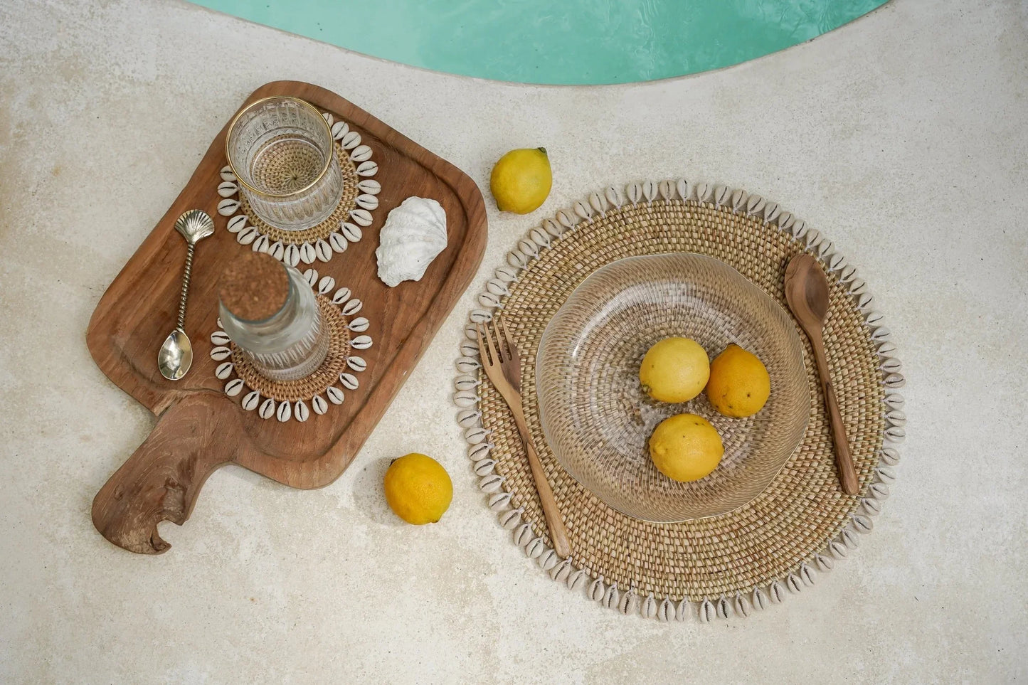 Rattan Shell Placemat Set of 2