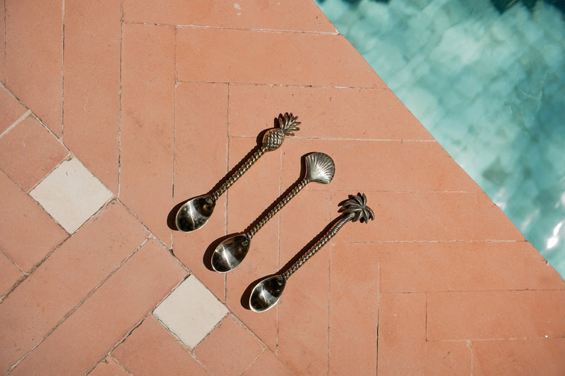 Shell Brass Spoon Set of 4